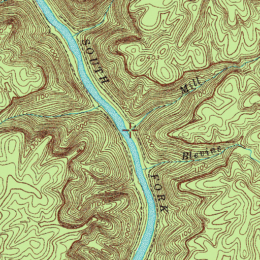 Topographic Map of Mill Creek, TN