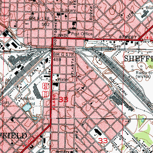 Topographic Map of Gaston Chapel Primitive Baptist Church, AL