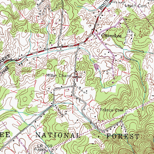 Topographic Map of Miller Chapel, TN