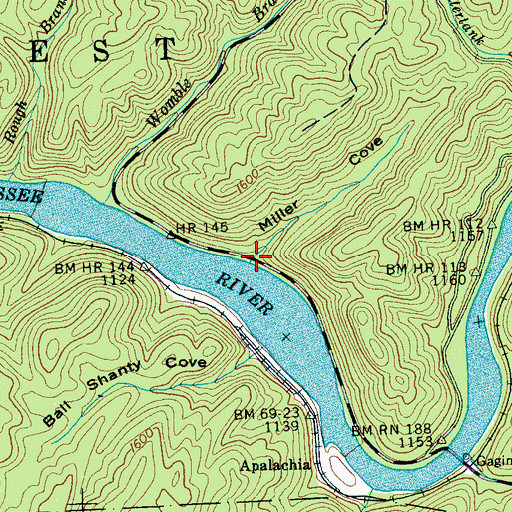 Topographic Map of Miller Cove, TN