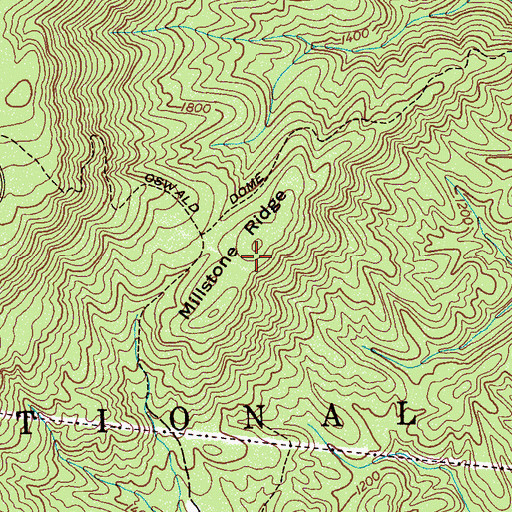 Topographic Map of Millstone Ridge, TN