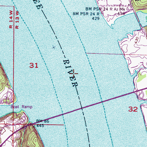 Topographic Map of Georgetown Ferry (historical), AL