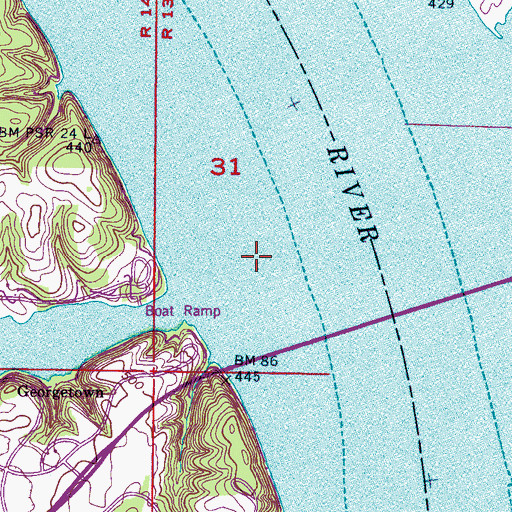 Topographic Map of Georgetown Landing (historical), AL