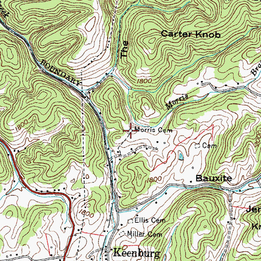 Topographic Map of Morris Cemetery, TN