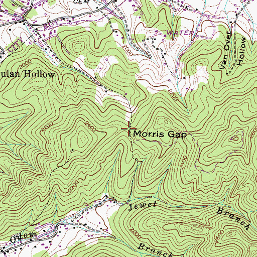 Topographic Map of Morris Gap, TN