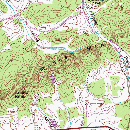 Topographic Map of Moses Mountain, TN