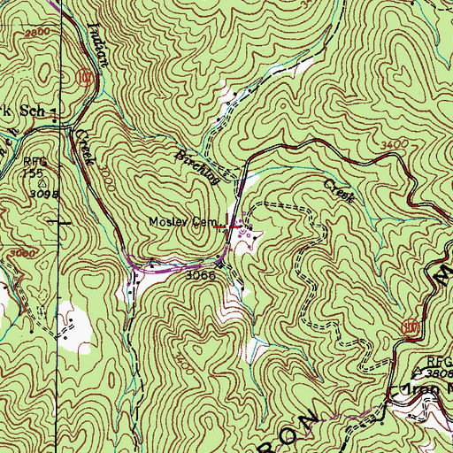 Topographic Map of Mosley Cemetery, TN