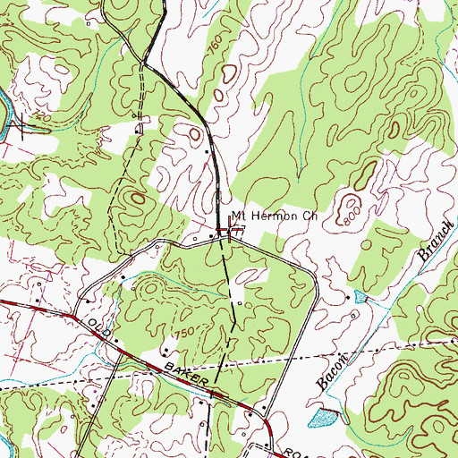 Topographic Map of Mount Hermon Church, TN