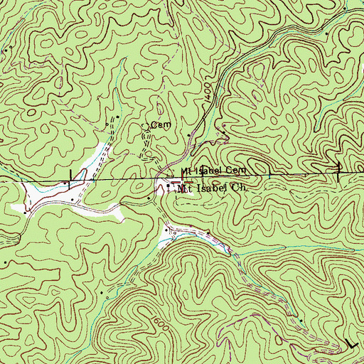 Topographic Map of Mount Isabel Church, TN