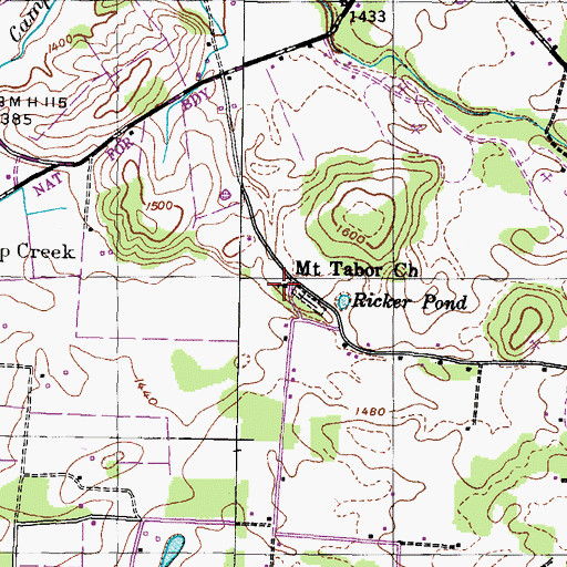 Topographic Map of Mount Tabor Church, TN
