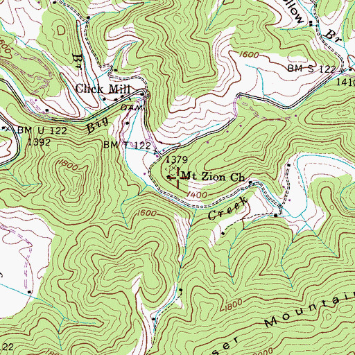 Topographic Map of Mount Zion Church, TN