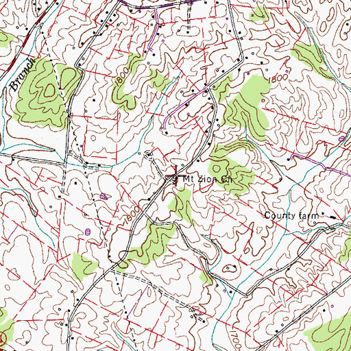 Topographic Map of Mount Zion Baptist Church, TN