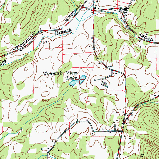 Topographic Map of Mountain View Lake, TN
