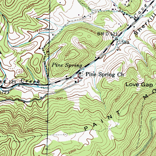 Topographic Map of Mountain View School, TN