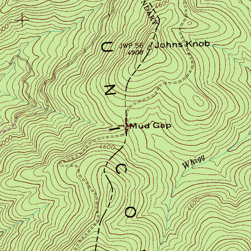 Topographic Map of Mud Gap, TN