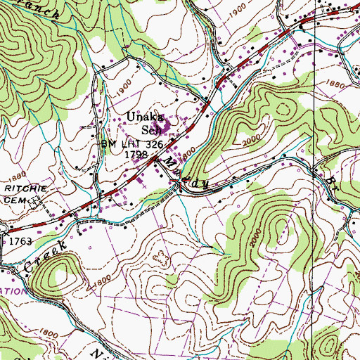 Topographic Map of Muddy Branch, TN