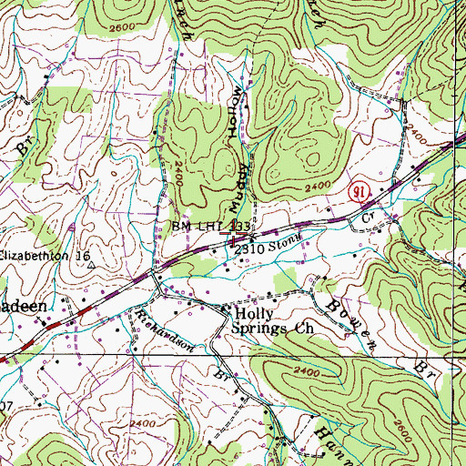 Topographic Map of Muddy Hollow, TN