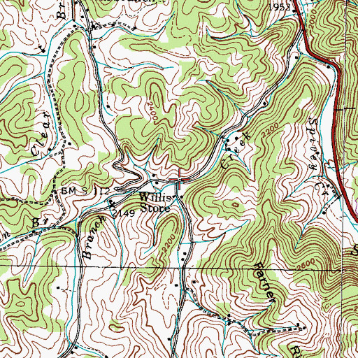 Topographic Map of Murray Branch, TN