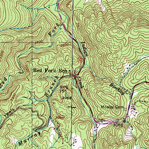 Topographic Map of Murray Branch, TN