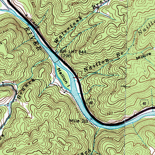 Topographic Map of Naillon Branch, TN