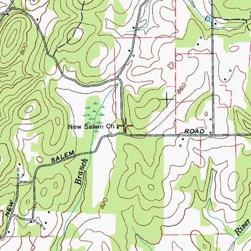 Topographic Map of New Salem Church, TN