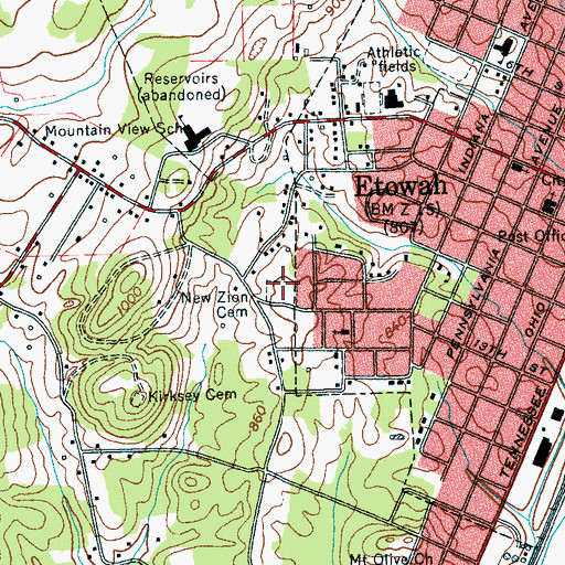 Topographic Map of New Zion Cemetery, TN