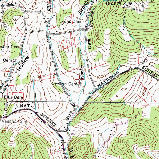 Topographic Map of Newton Cemetery, TN