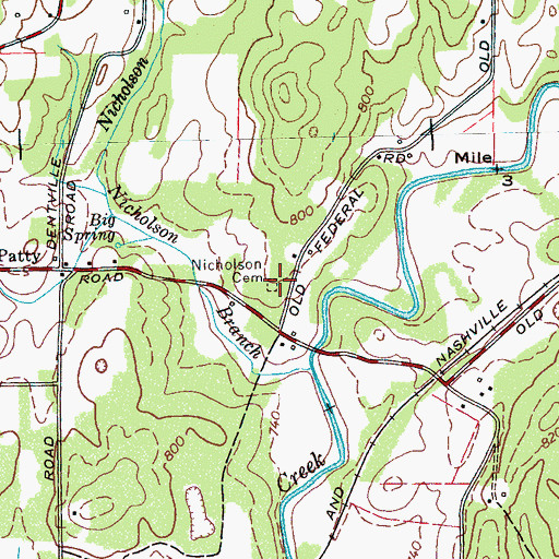 Topographic Map of Nicholson Cemetery, TN