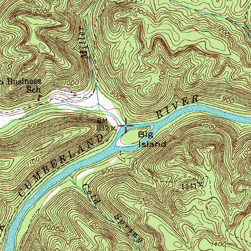 Topographic Map of No Business Creek, TN