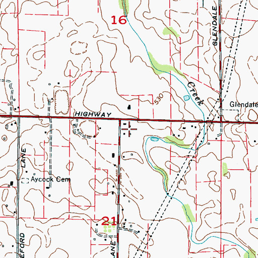 Topographic Map of Hackberry School (historical), AL