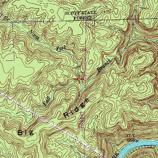 Topographic Map of North Fork Fall Branch, TN