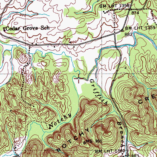 Topographic Map of North Fork Notchy Creek, TN