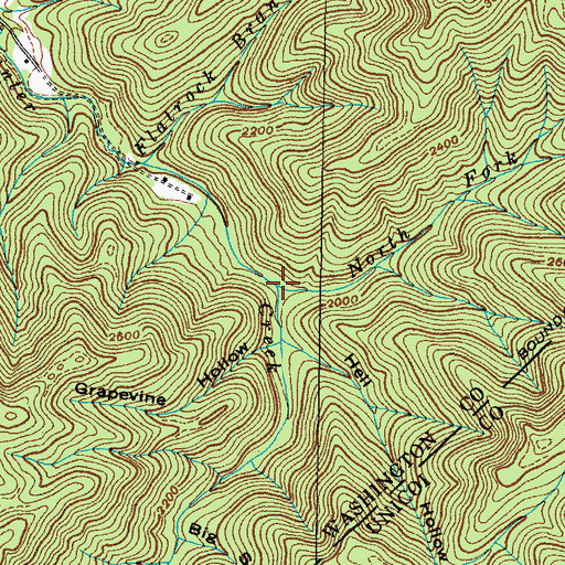 Topographic Map of North Fork Painter Creek, TN