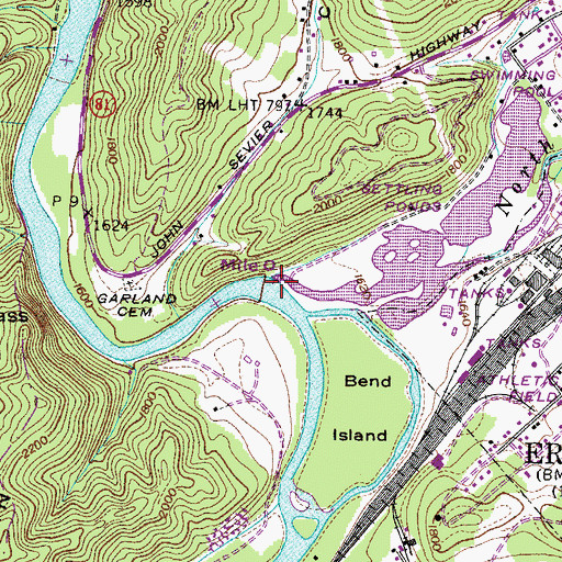 Topographic Map of North Indian Creek, TN