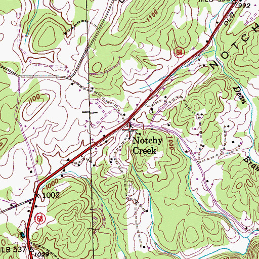 Topographic Map of Notchy Creek, TN