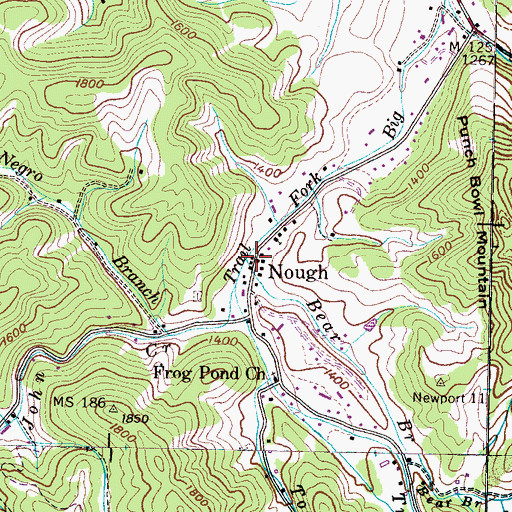 Topographic Map of Nough, TN