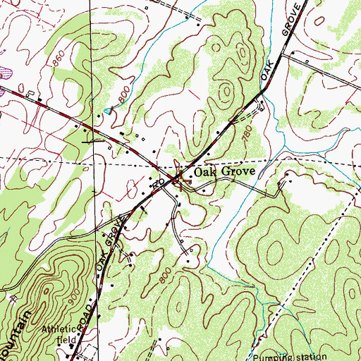 Topographic Map of Oak Grove, TN