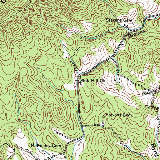 Topographic Map of Oak Hill Church, TN