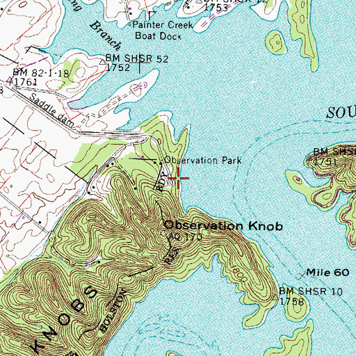 Topographic Map of Observation Park, TN
