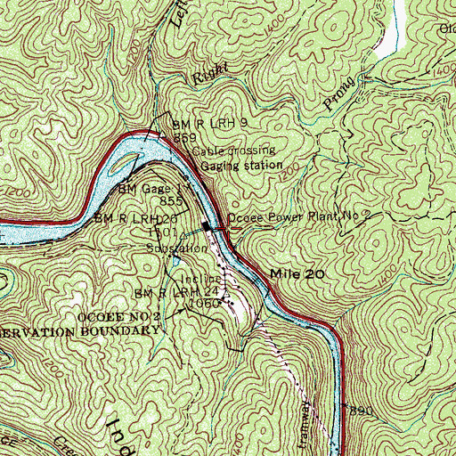 Topographic Map of Ocoee Power Plant Number Two, TN