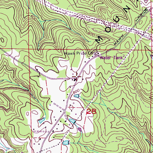 Topographic Map of Hawk Pride, AL