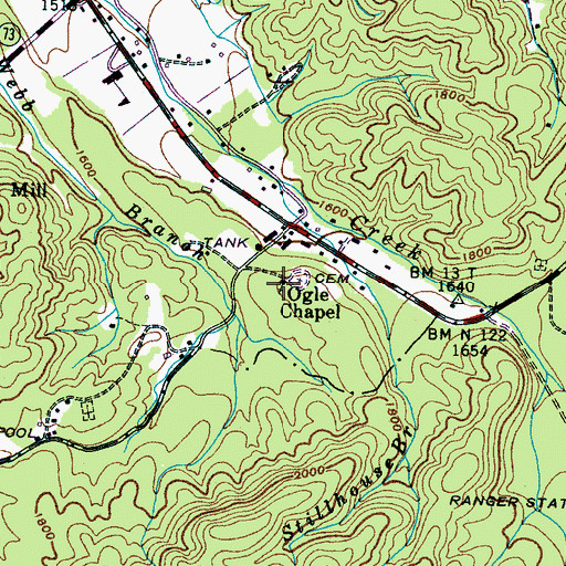 Topographic Map of Ogle Chapel, TN
