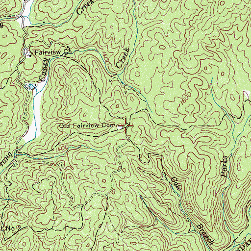 Topographic Map of Old Fairview Cemetery, TN