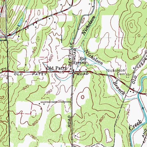 Topographic Map of Old Patty, TN