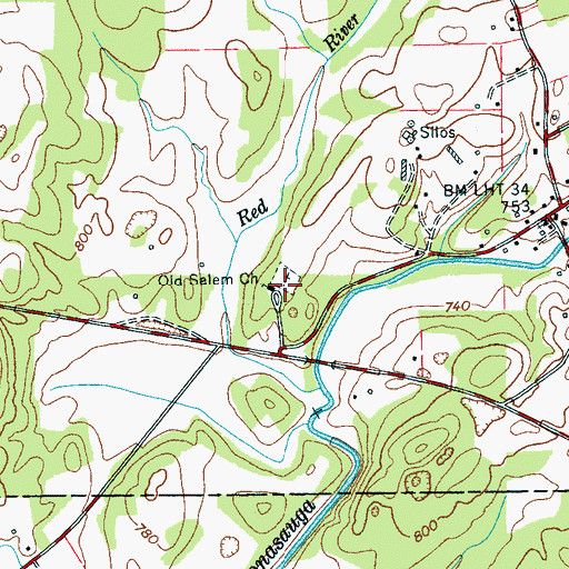 Topographic Map of Old Salem Church, TN