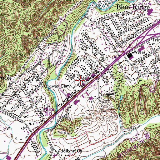 Topographic Map of Ordway Cemetery, TN