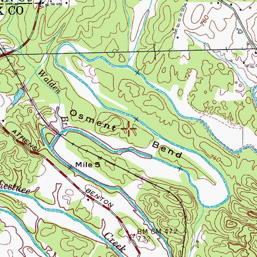 Topographic Map of Osment Bend, TN
