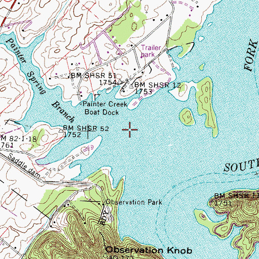 Topographic Map of Painter Spring Branch, TN