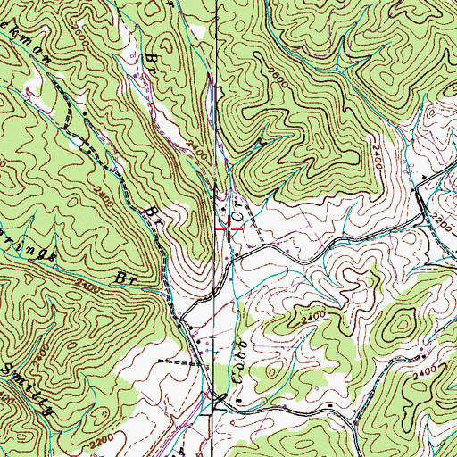 Topographic Map of Palmer Branch, TN
