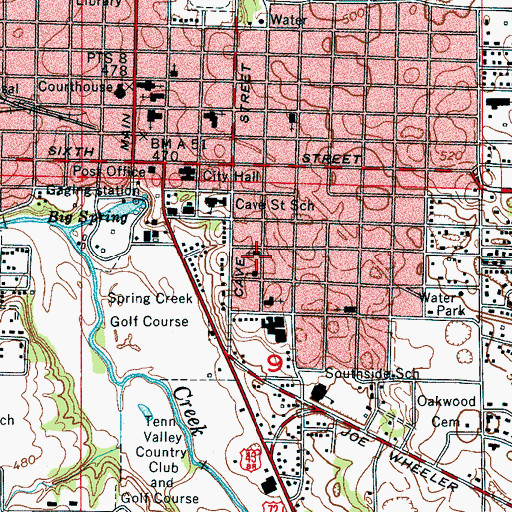 Topographic Map of High Street Church of Christ, AL